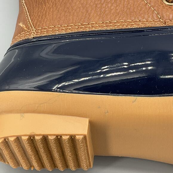 NEW JBU Women’s Maplewood Waterproof Lace Up Rain Boots Navy/Tan Size 7M - Picture 7 of 11